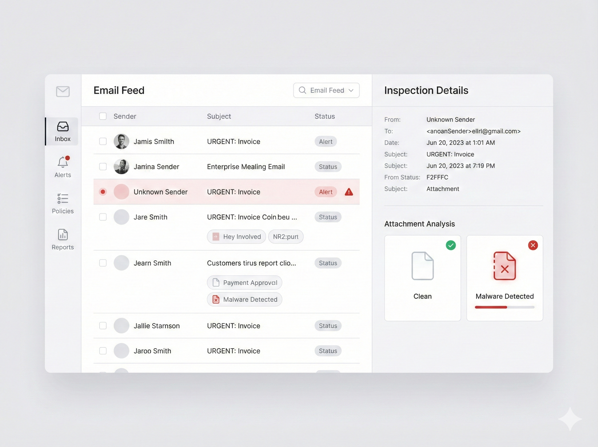 SLE 이메일 보안 분석 인터페이스